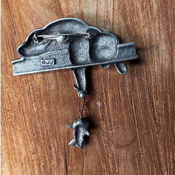 Vintage Signed J.J Cat Catching Mouse Silver Pendant. - Picture 5 of 5